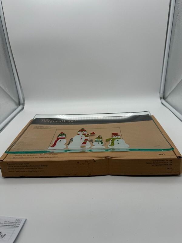 Pampered Chef Snowman Rectangular Platter #2821 New In Box