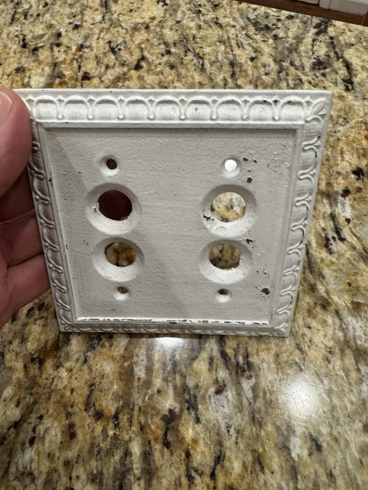 Vintage Metal Double Push Button Switch Plate