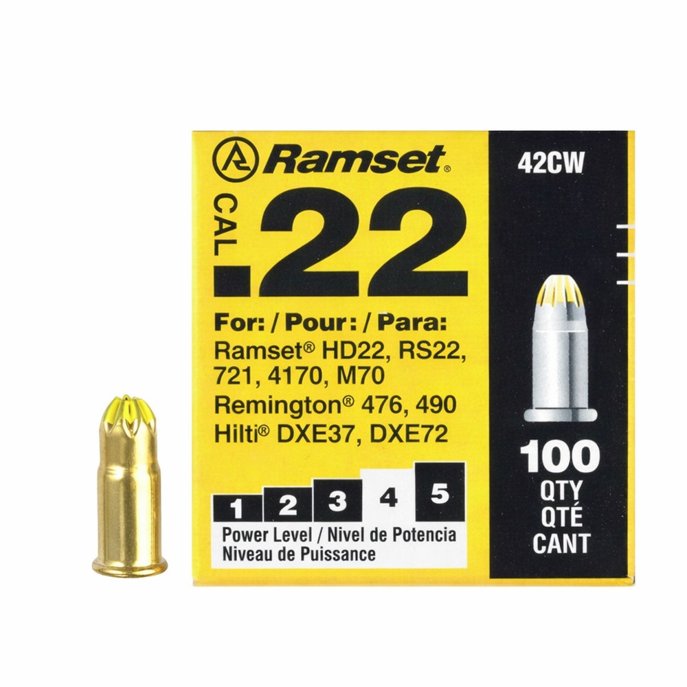 Ramset 42CW .22 Cal Power Level 4 Yellow Tip Loads 100ct