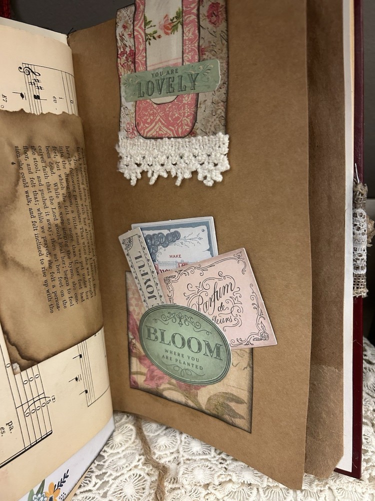 Handcrafted Interactive Victorian Style JUNK JOURNAL w Ephemera/Pockets/Tucks