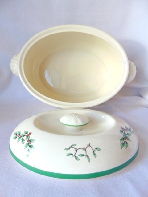 Vintage SPODE Oval Lidded Imperial Cookware Casserole, CHRISTMAS TREE Pattern