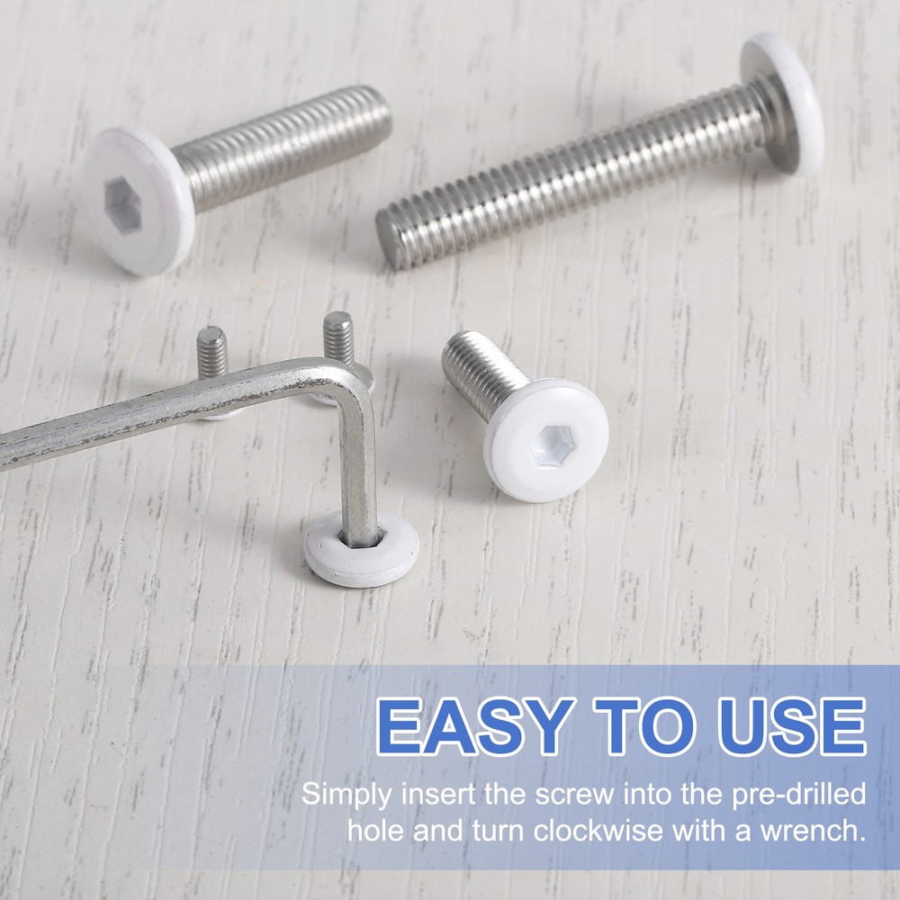 20 Pcs M5-0.8 x 6mm Button Head Hex Socket Head Screws, White