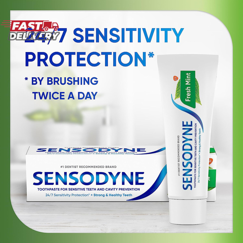 Sensodyne Fresh Mint Sensitive Toothpaste, ADA Accepted Toothpaste for Cavity Pr
