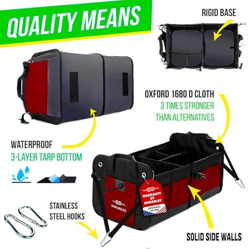 XL Trunk Organizer 3-Section Modular – Extra Large Car Storage 3-section XL red