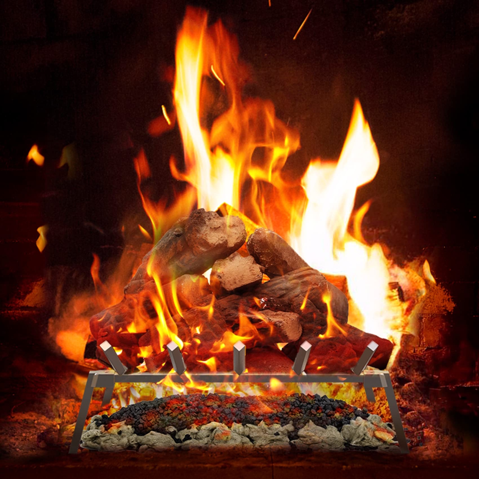 Gas Fireplace Glowing Embers Rock Wool for Vent Free or Vented Gas Log Sets