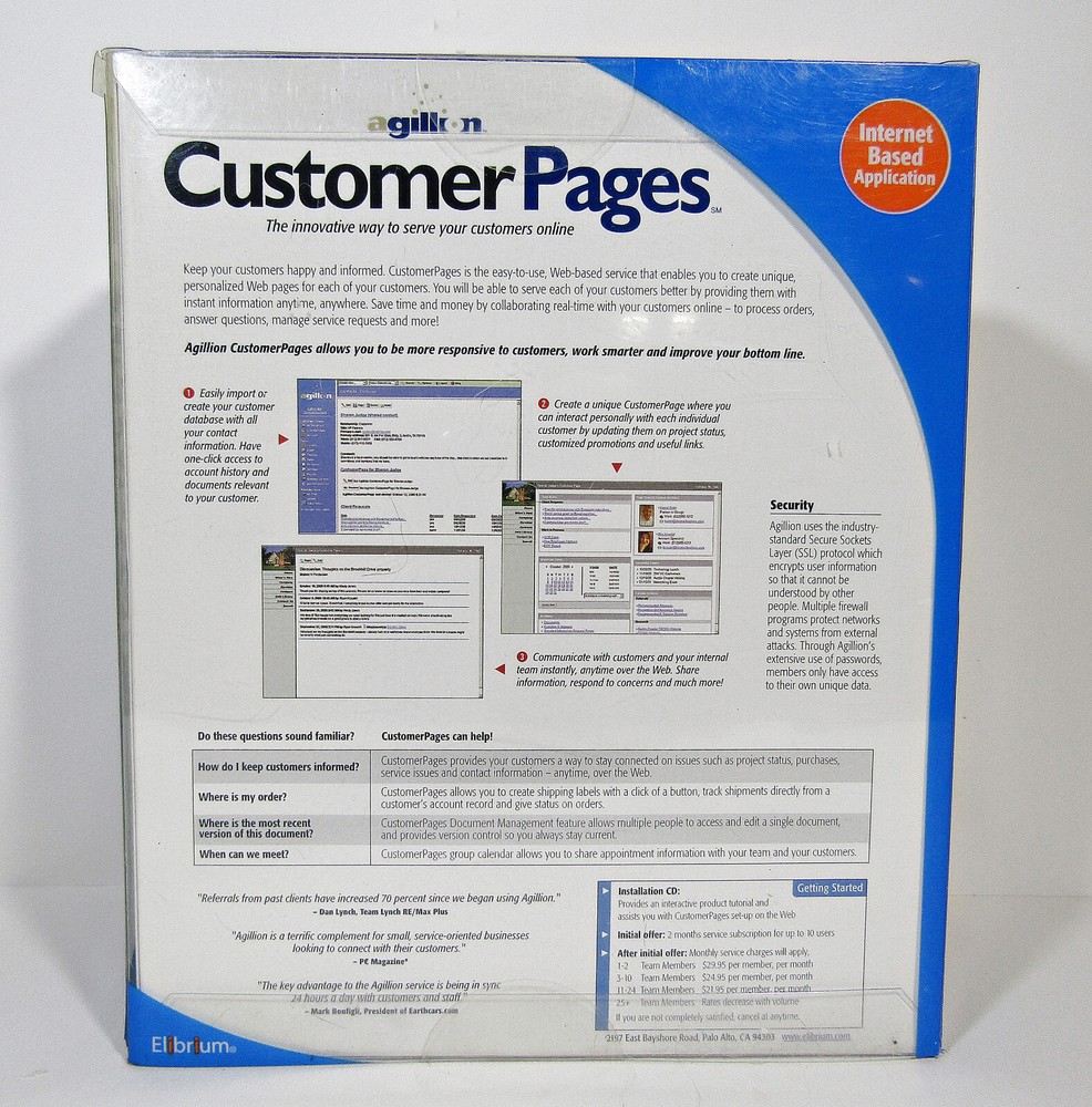 AGILLION Customer Pages Internet Based Application - Serving Customers Online