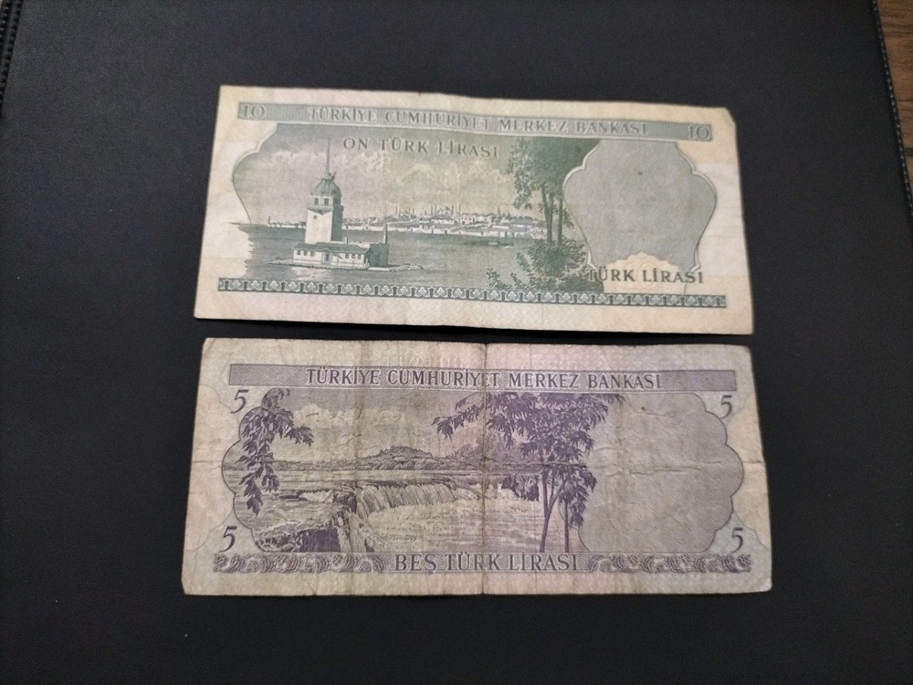 Turkey 2 Different Banknotes 1950s+1960s