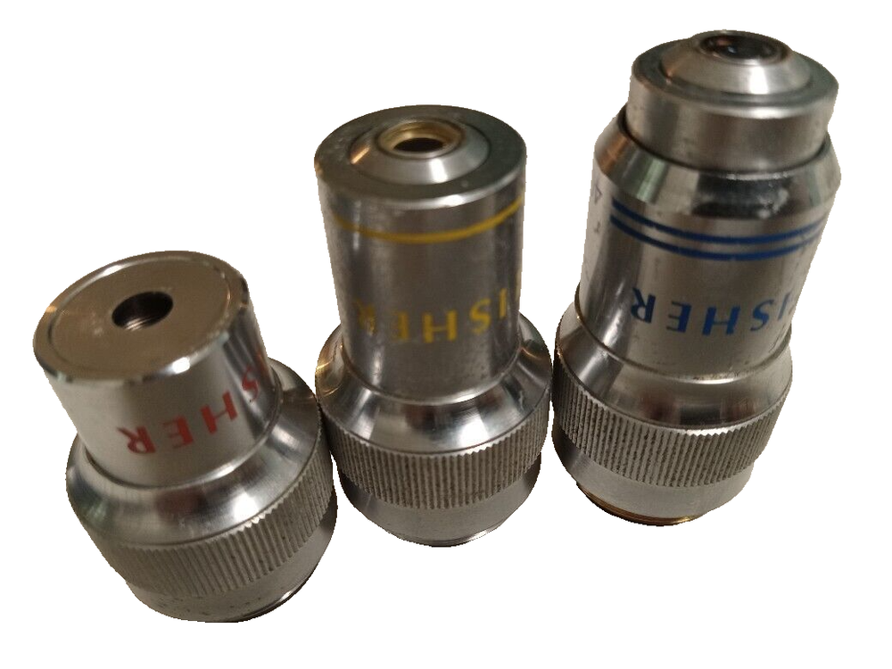 Fisher Scientific 4/10/40X Objectives From Allied MicroMaster E Microscope