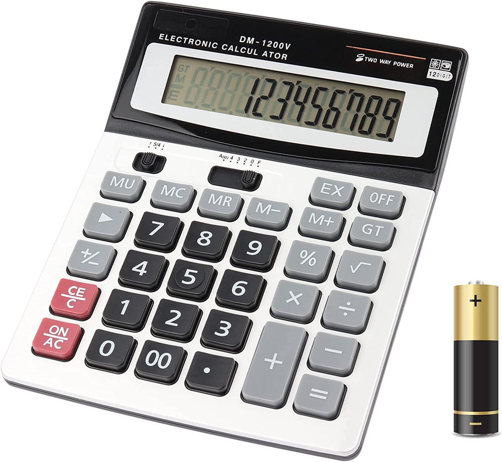Large Electronic Calculator Counter Solar & Battery Power 12 Digit Display Multi