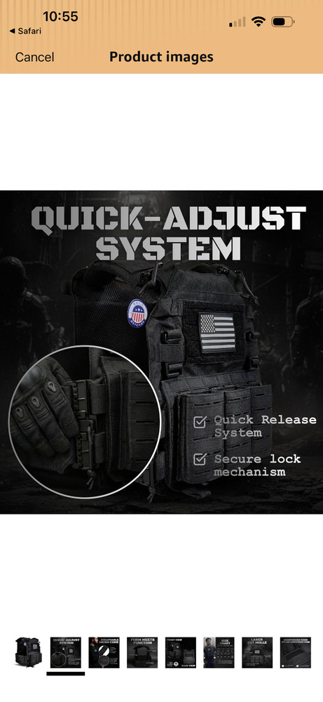 Tactical Utility Vest – Lightweight Adjustable Quick Release Gear 500D Nyl