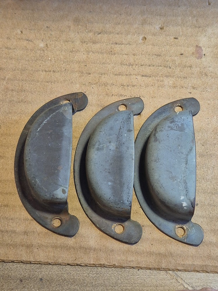 Lot Of 3 Vintage Solid Brass Bin/Drawer Pulls