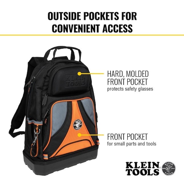 Klein Tools Tradesman Pro Tool Bag Backpack, 39 Pockets, Black, 14-Inch