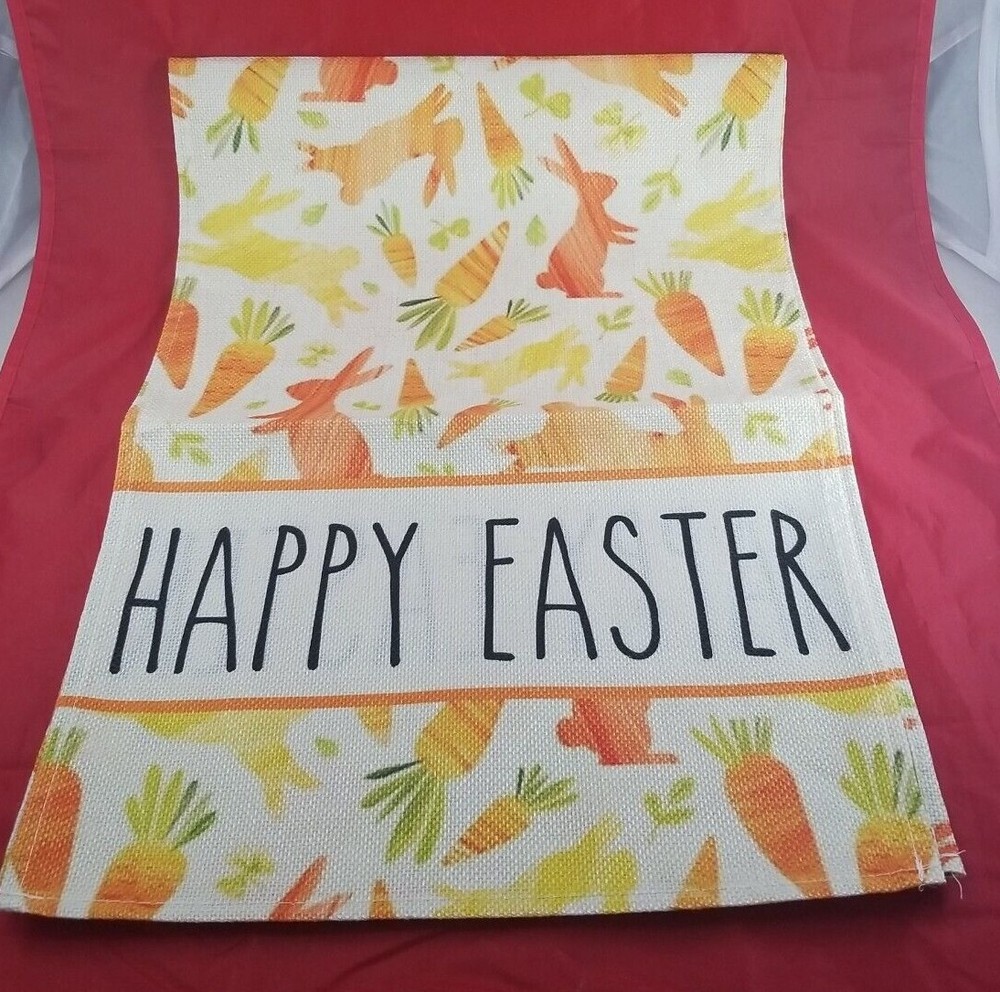 Table Runner "Happy Easter" Rabbit & Carrot 13" x 72 Inch *NEW*