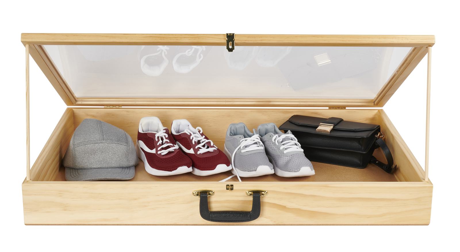 36 inch Portable Natural Pine Wood Countertop Display Case - 24"W x 36"L x 4"D