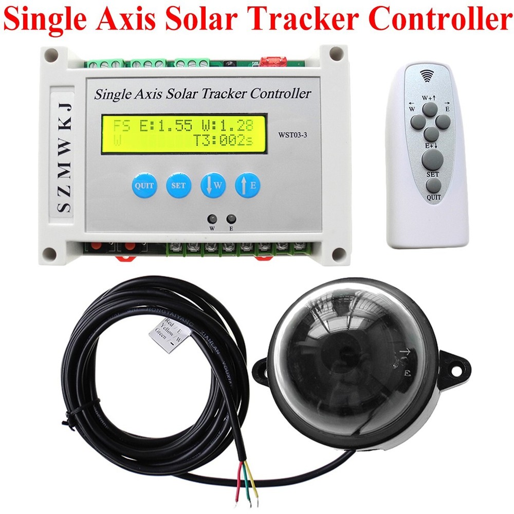6000N Single Axis Solar Tracker Controller W/ 18" Linear Actuator Anemometer Kit