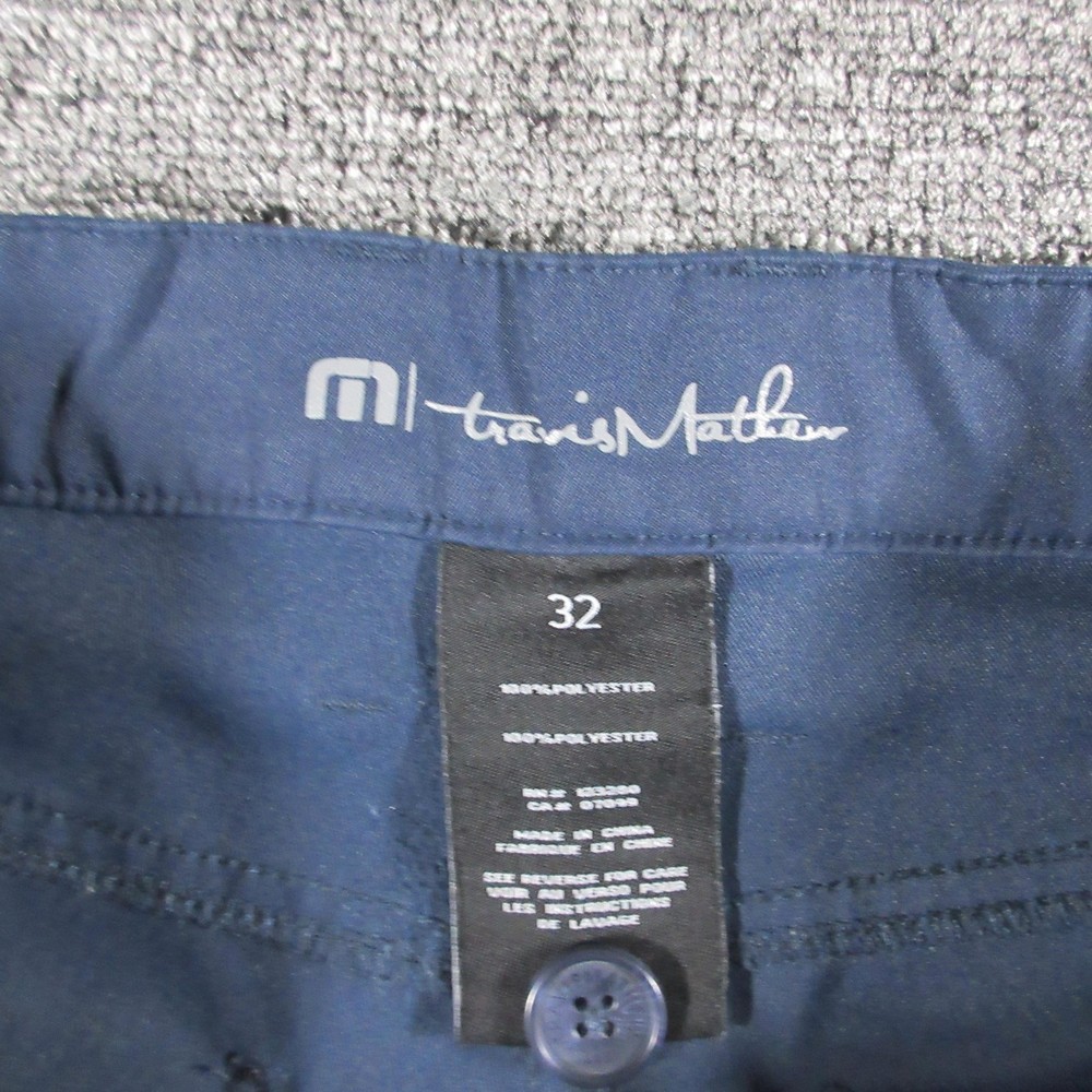 TravisMathew Pants Mens 32 Blue Golf Performance Stretch Flat Front Polyester