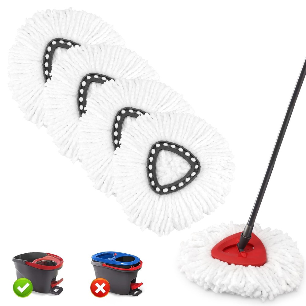 4 Pack Spin Mop Head for O-Ceda Easywring Spin Mop Heads Replacements Reusabl...