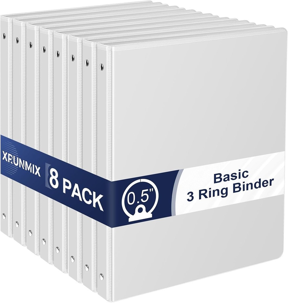 0.5-Inch 3-Ring-Binder with Pockets, 1/2'' Basic Binders 1-inch View Round Bi...