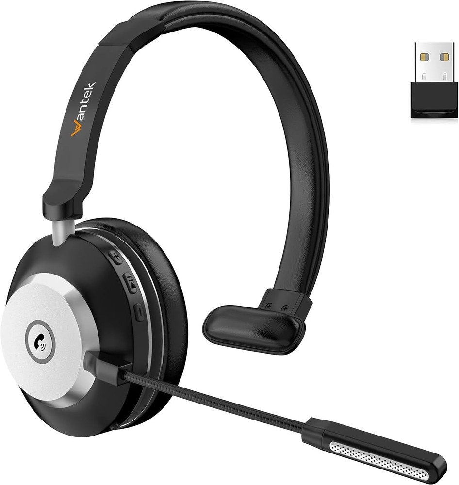 Wantek Wireless Headphone with Microphone USB Dongle Stereo Bluetooth Headset