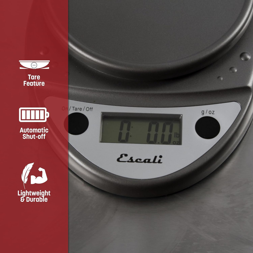 Escali Digital Kitchen Scale, 11 Lb Capacity, Tare Function, Precise Readout, Co
