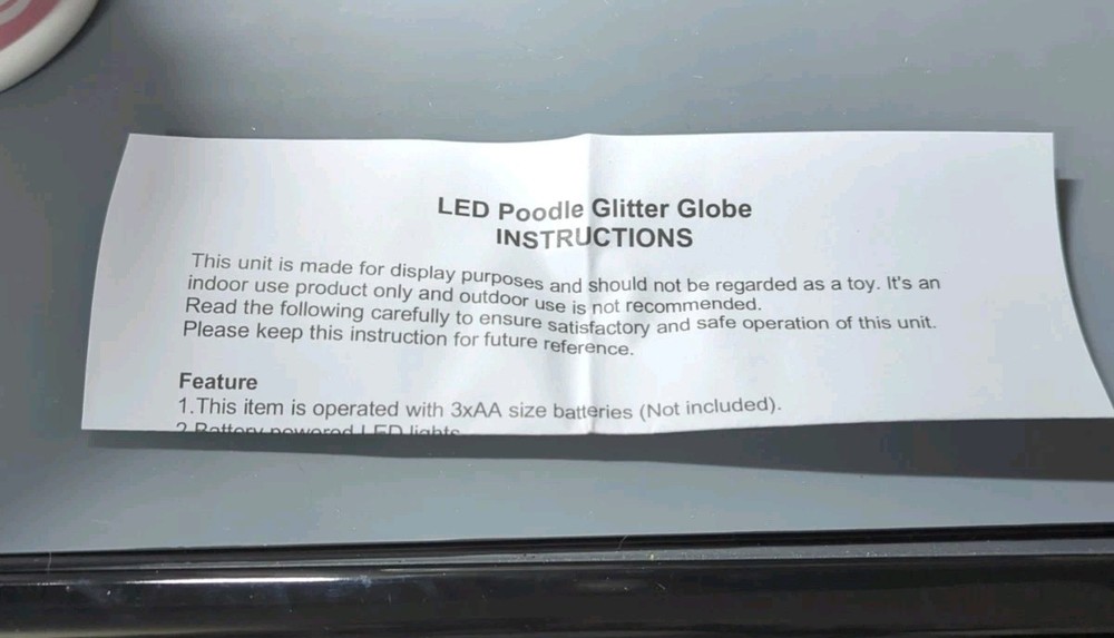 Poodle Glitter LED Snow Globe