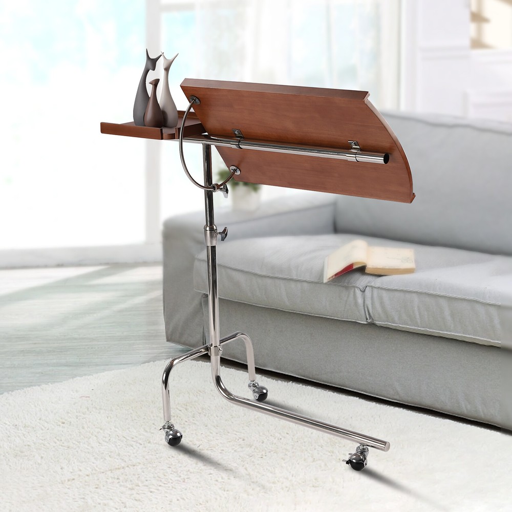 Angle Height Adjustable Rolling Laptop Desk Sofa Bed Tray Notebook Table Stand