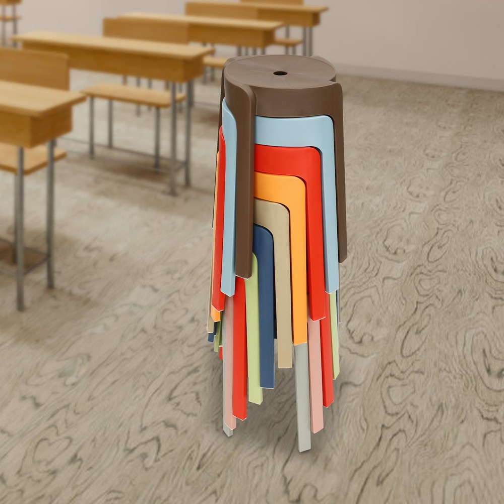 Plastic Stool Counter Kitchen Stools 18'' Set of 4 Backless Stackable Bar Stools