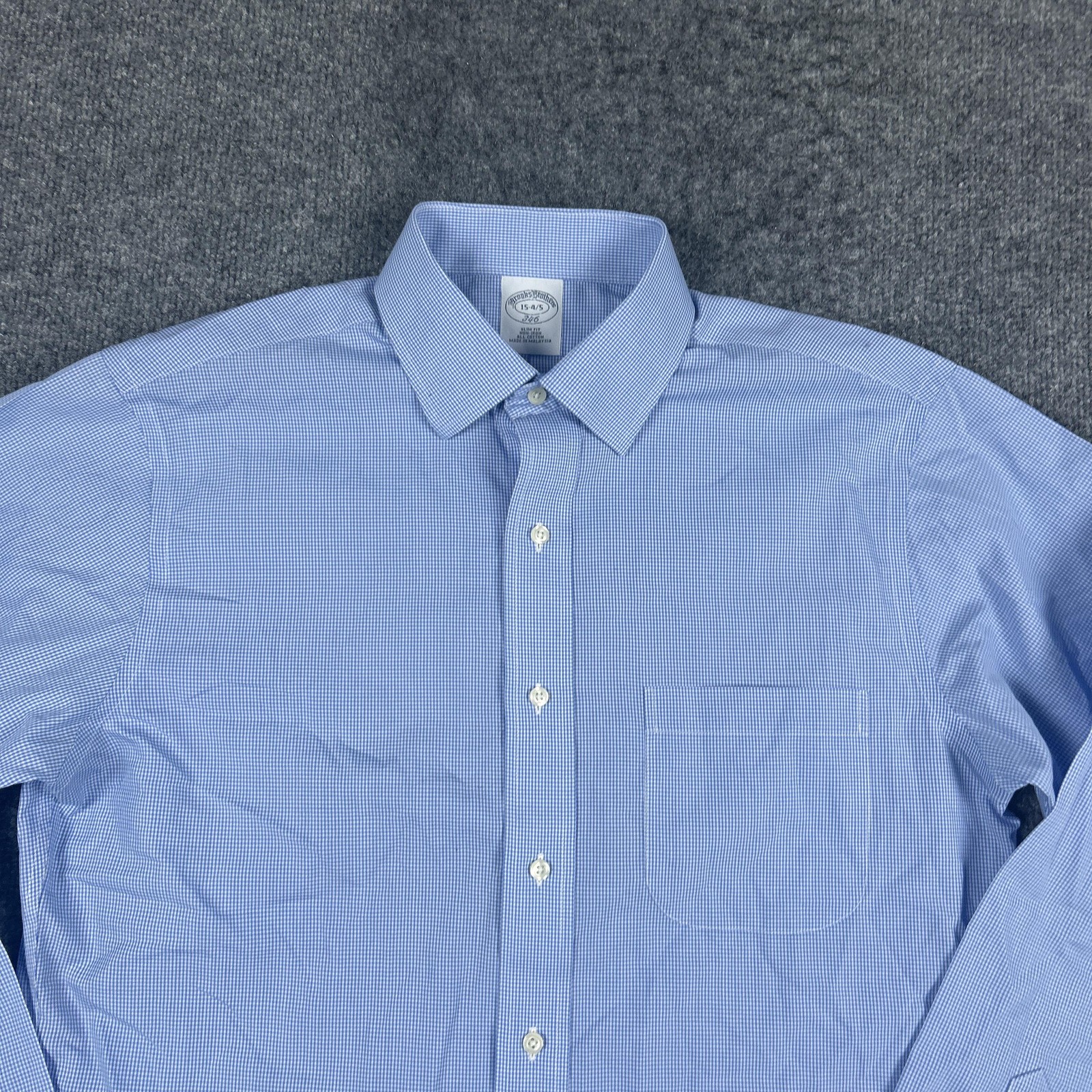 Brooks Brothers Mens 15 Blue Gingham Slim Fit Dress Shirt