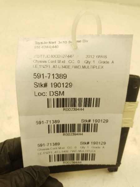12-14 TOYOTA YARIS MULTIPLEX NETWORK BODY CONTROL MODULE ECM ASSEMBLY