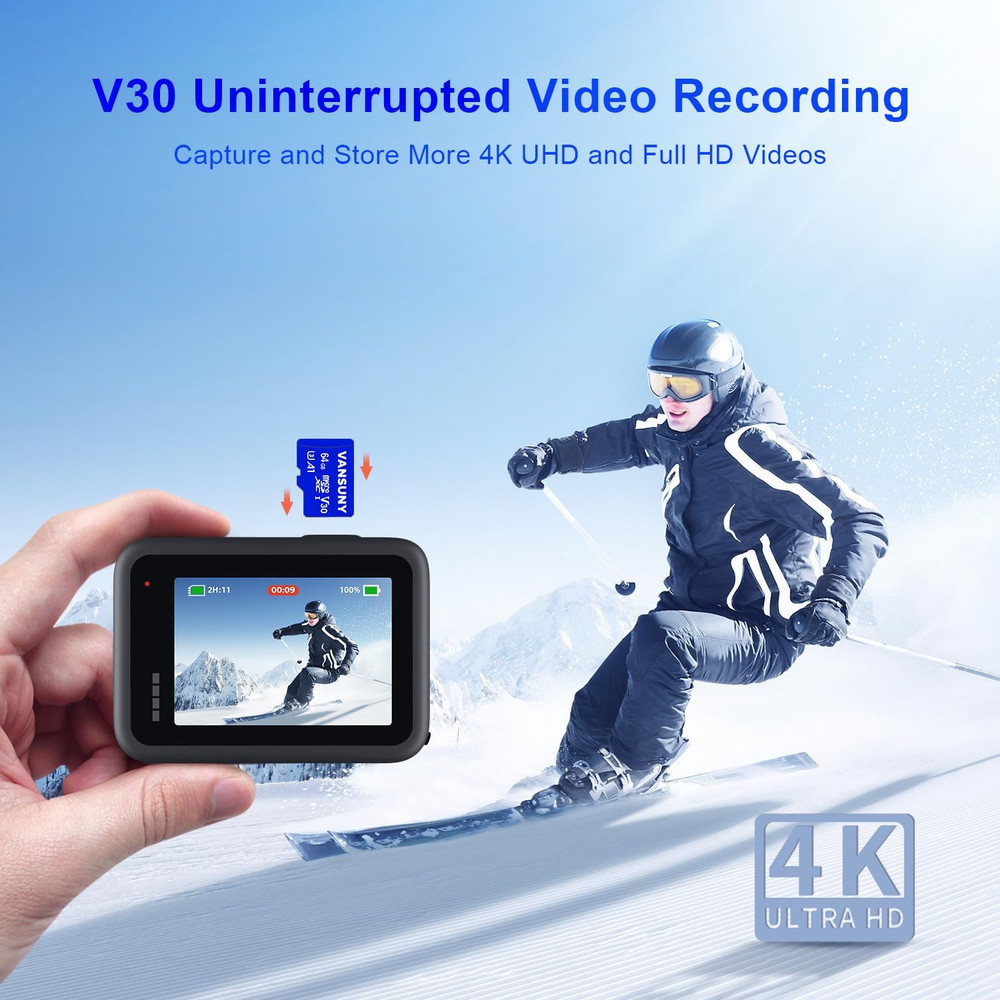 Micro SD Card 64GB Microsdxc Memory Card with SD Adapter A1 App Performance V30