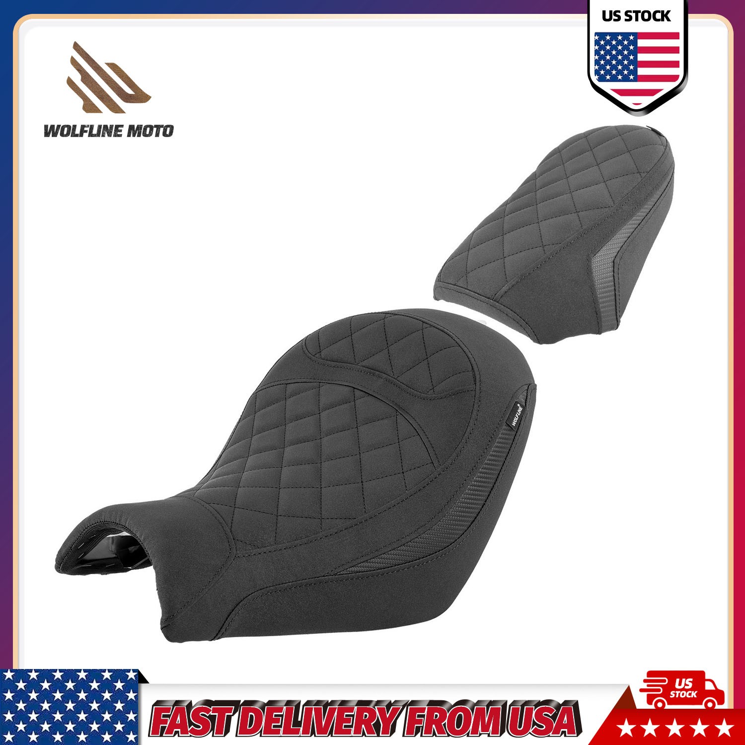 WOLFLINE Motorcycle Dual Seat For Kawasaki Vulcan S EN VN 650 2015-2024
