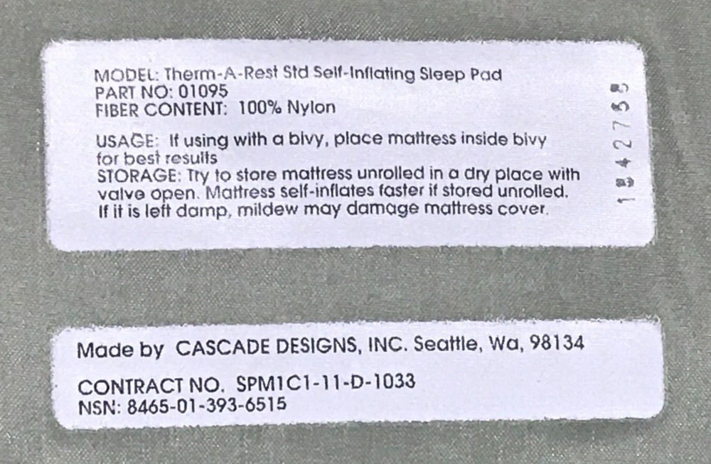 USGI Self-inflating Sleeping Pad Foliage NOS