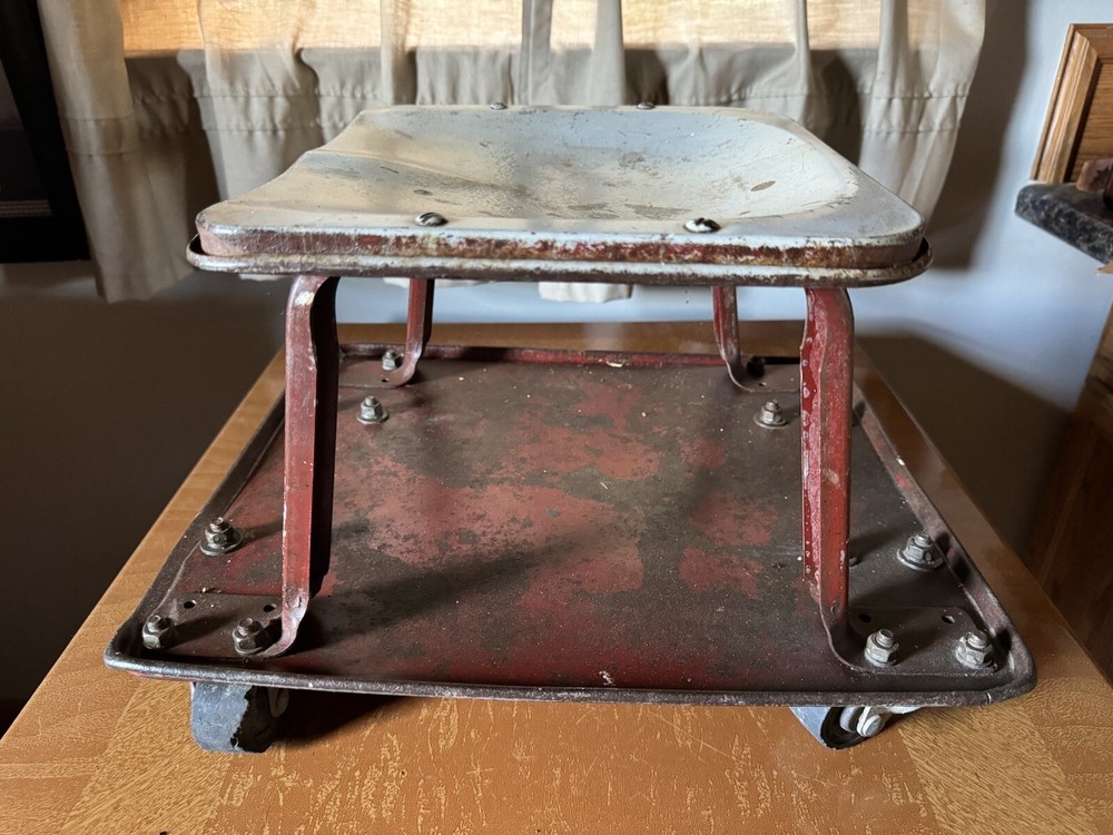 Vintage Mechanic Roll Around Metal Stool