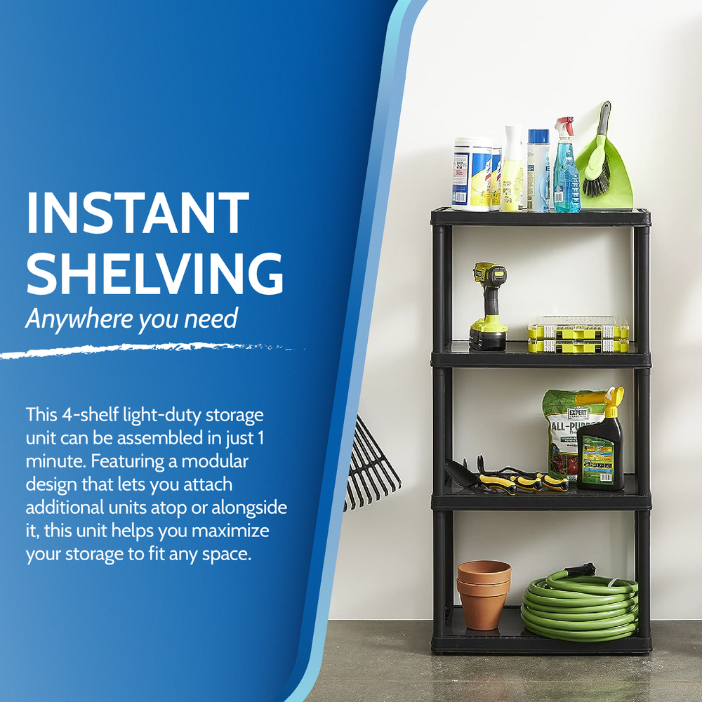 Gracious Living 4 Shelf Fixed Height Solid Organizing Storage Unit, (3 Pack)