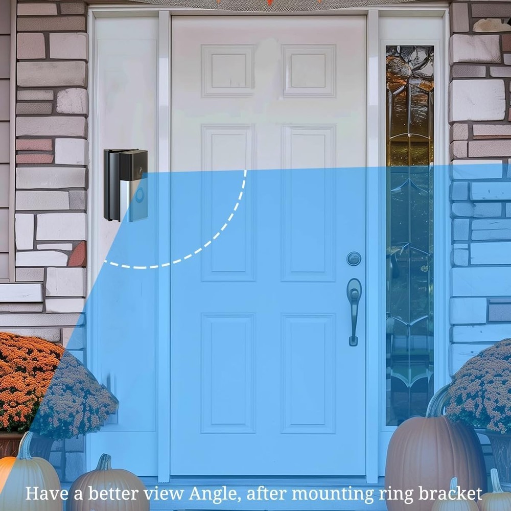 Enhanced Viewing Range Video Doorbell Mount - Adjustable 30-55 Degrees Black