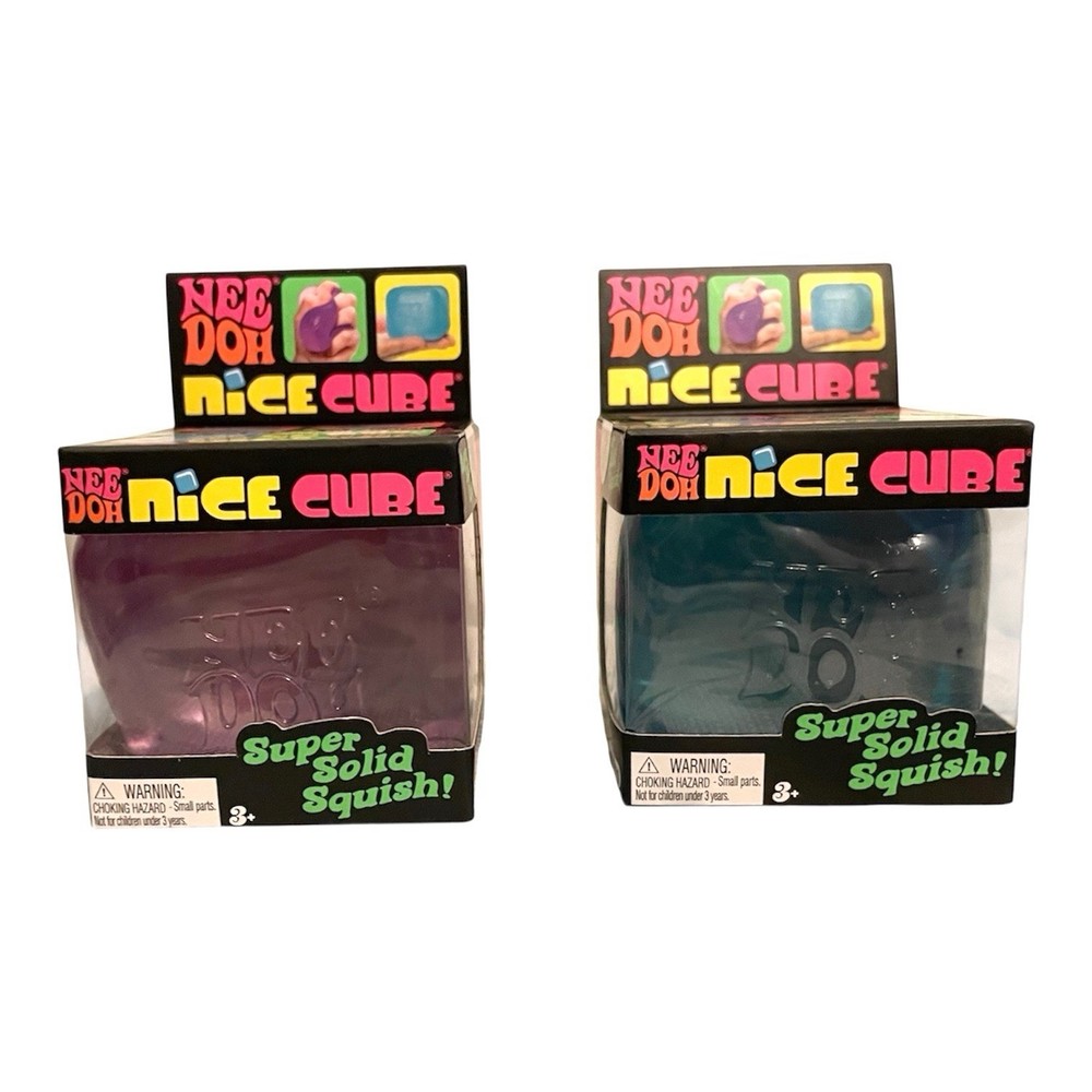 Nee Doh Nice Cube Super Solid Squish. Set of 2- Pink & Blue