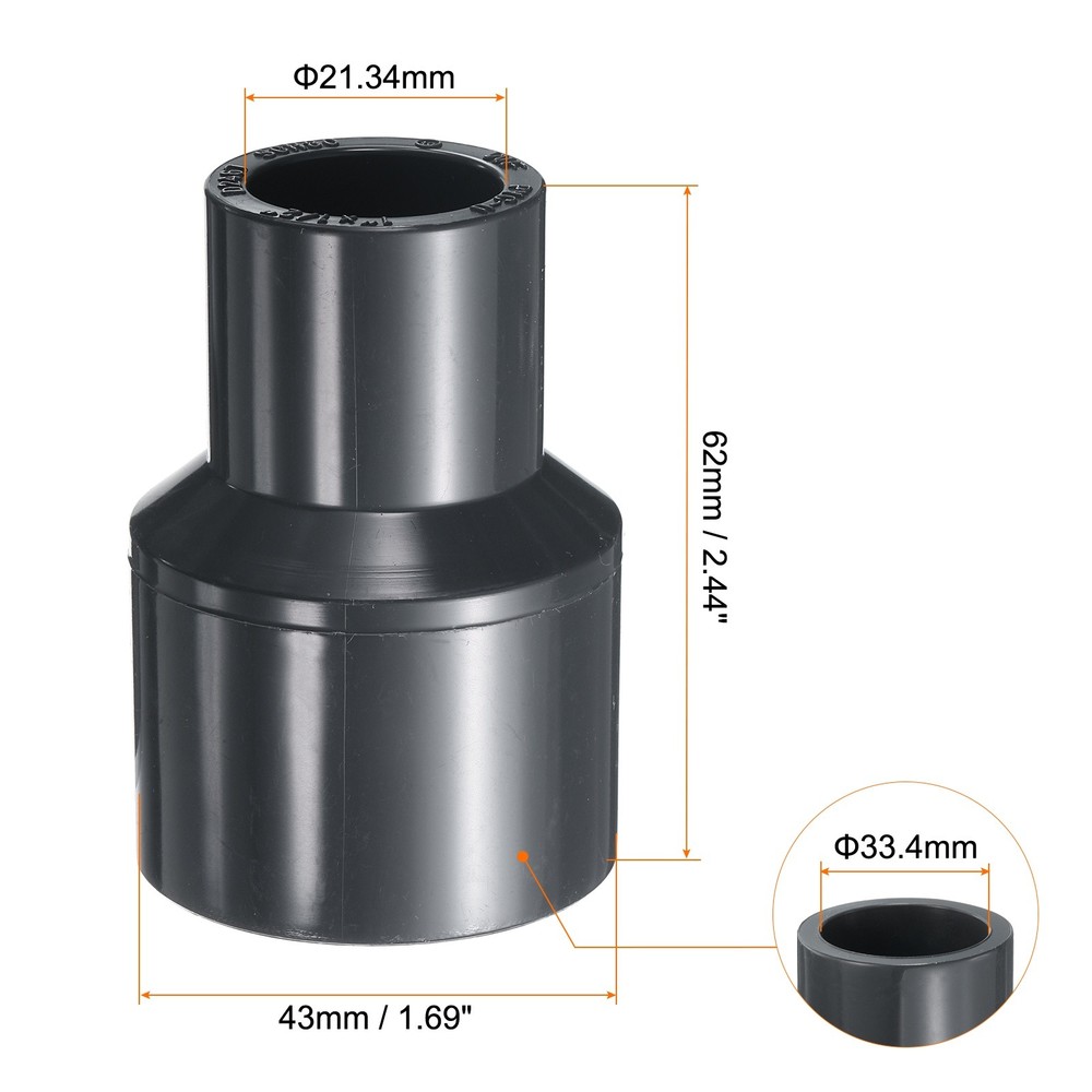 3pcs PVC Reduce Coupling 1 x 1/2" Increaser/Reducer Coupling Pipe Fitting