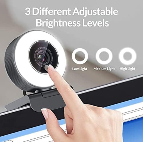 Streaming 1080P HD Webcam Built in Adjustable Ring Light and Mic.