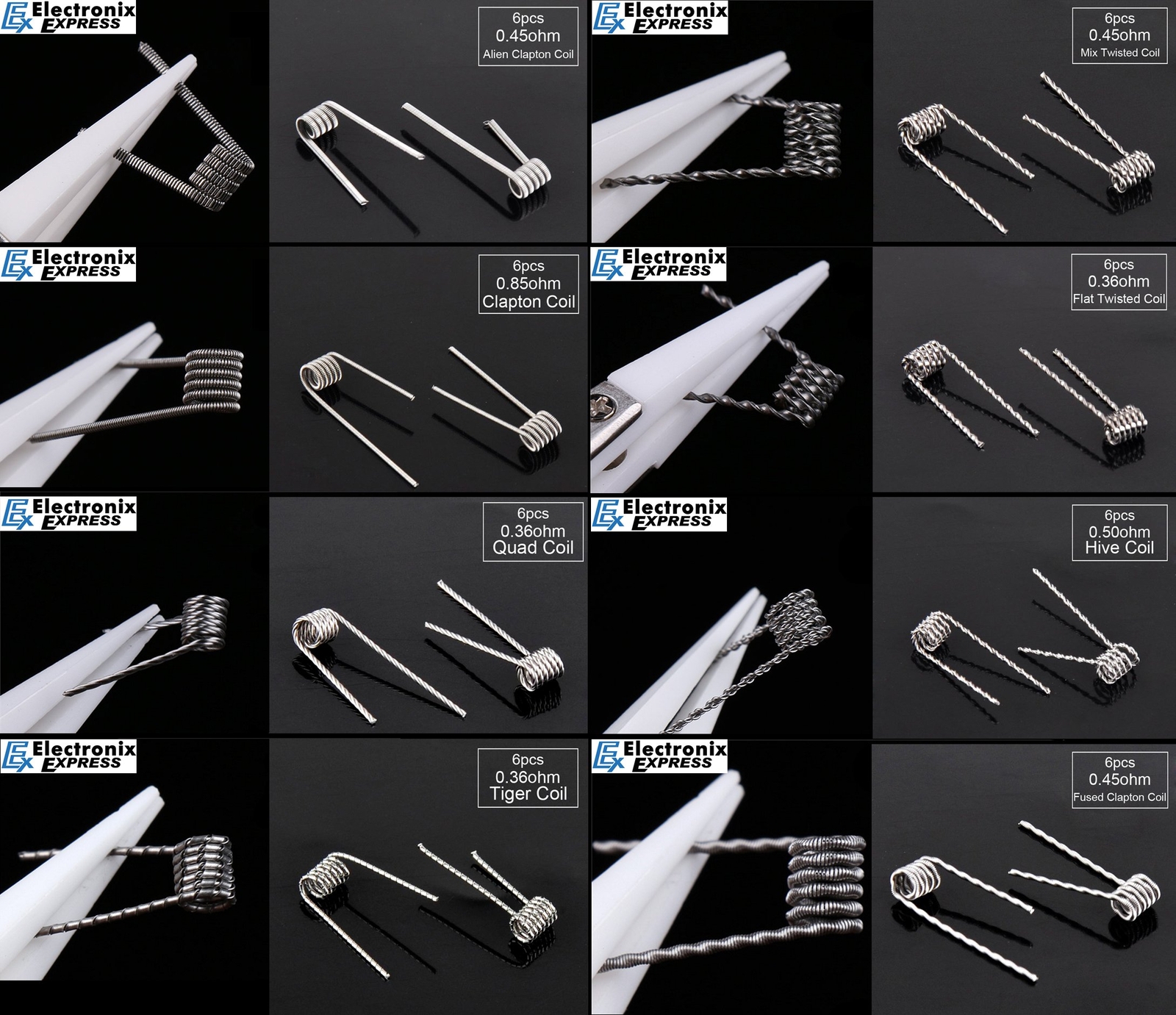 8 Different Pre-Built Coils - 48 Pieces Total - Convenient Case