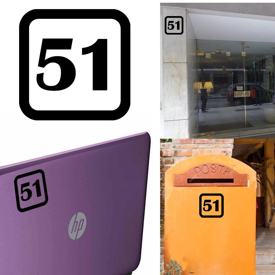 Sticker Vinyl Number 51 Version v1sq