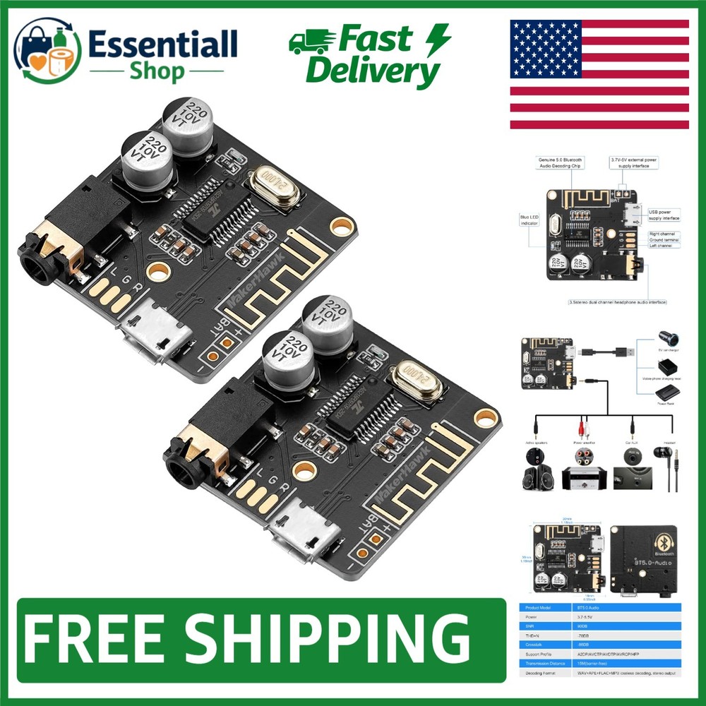 Compact 5V Bluetooth Receiver Board with Lossless Decoding for Superior Sound