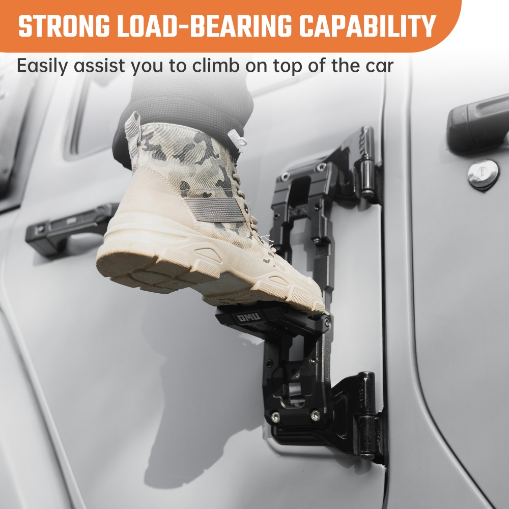 Foldable Carbon Fiber Door Hinge Step for 07-26 Jeep Wrangler JK JL Gladiator JT