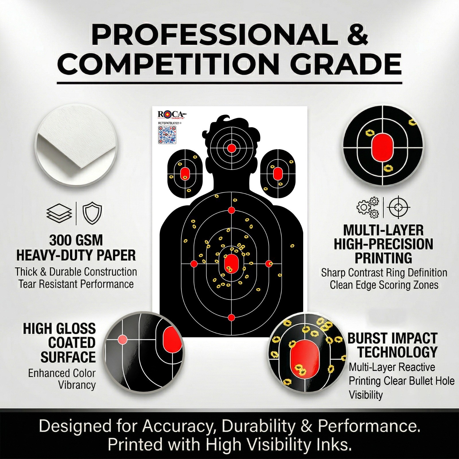 Splatter Target, Reactive Silhouette Impact Target, M 12x18" 10 Pk