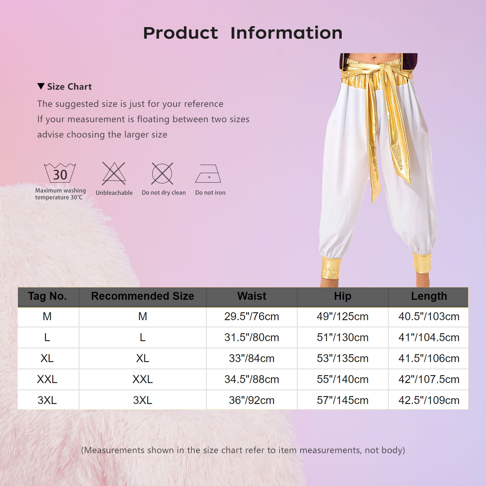 US YiZYiF Men Halloween Party Pants Arabian Prince Cosplay Trousers Carnival