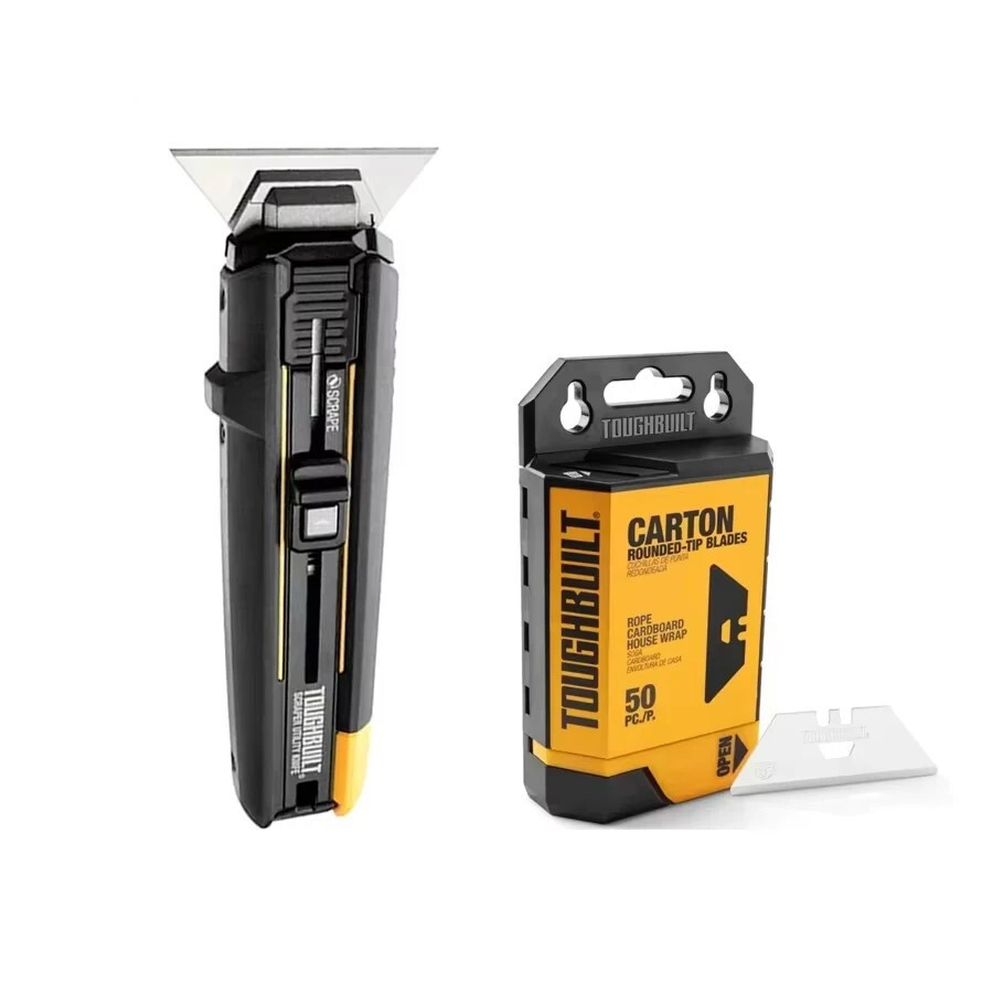 ToughBuilt Scraper Utility Knife + 50 Carton Blades Multi Tool TB-H4S5-01/H4S50