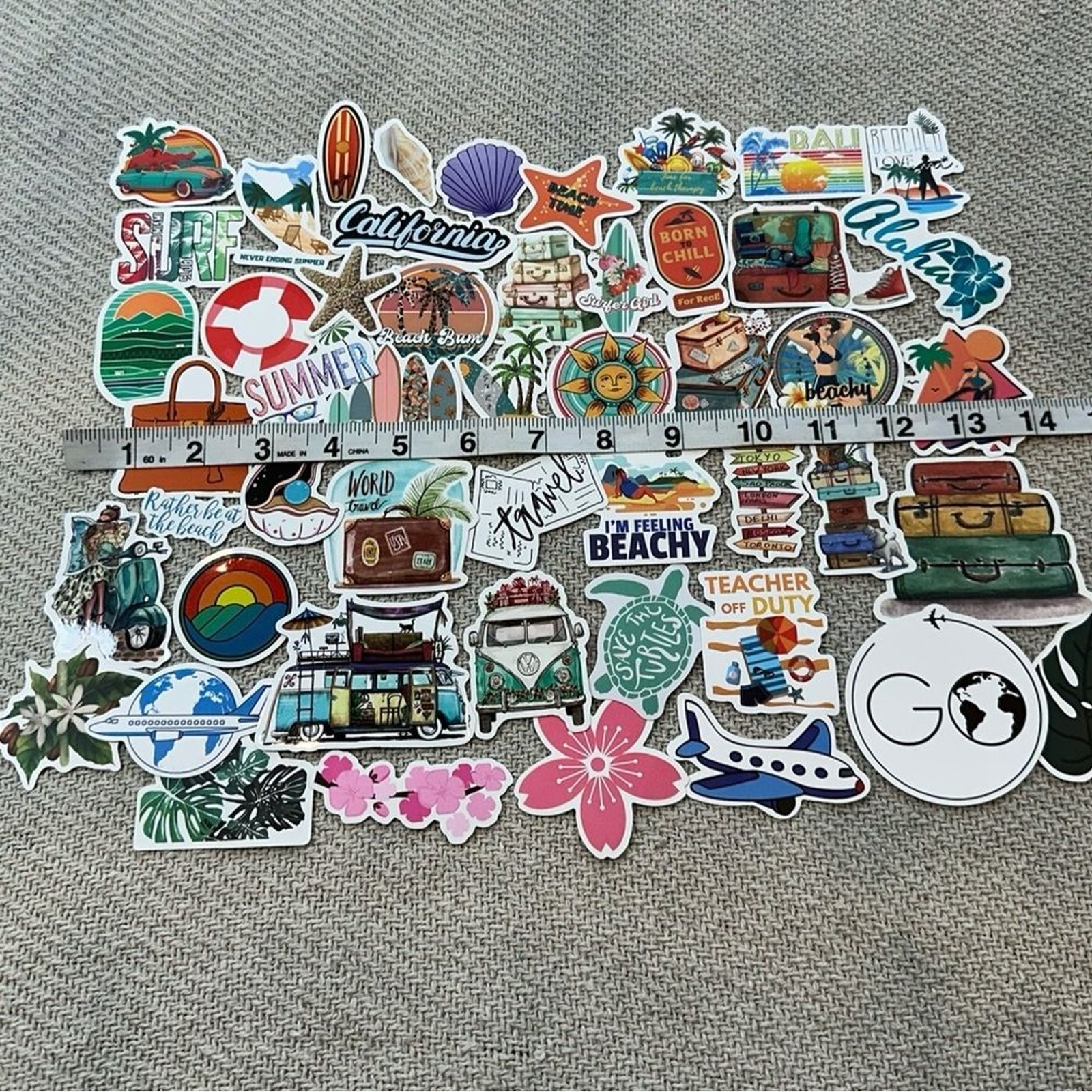 Beach Summer Lot of 50 Stickers Multicolor Travel Surf Vacation Pool Random