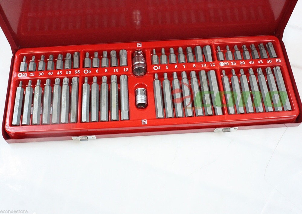 54 pcs Tamper Proof Star Hex Spline Drive Socket Star Bit Impact Bits Set