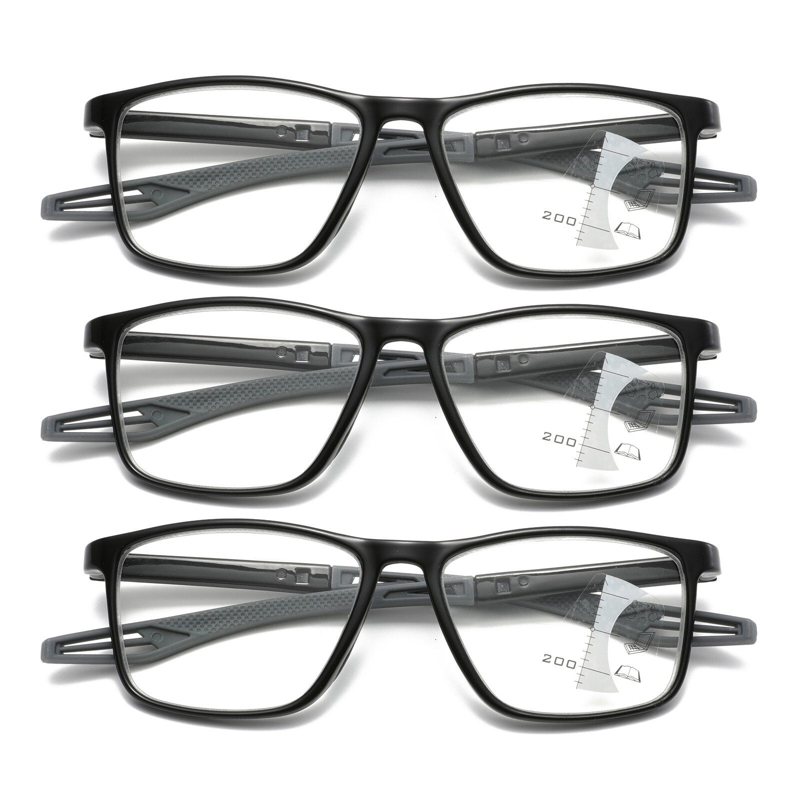 3PK Men Women Multifocus No Line Progressive Reading Glasses Multifocal Readers