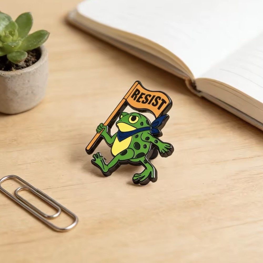 Resist! Protesting Frog Enamel Pin - Human Rights Protest Oppression Fk ICE FTP