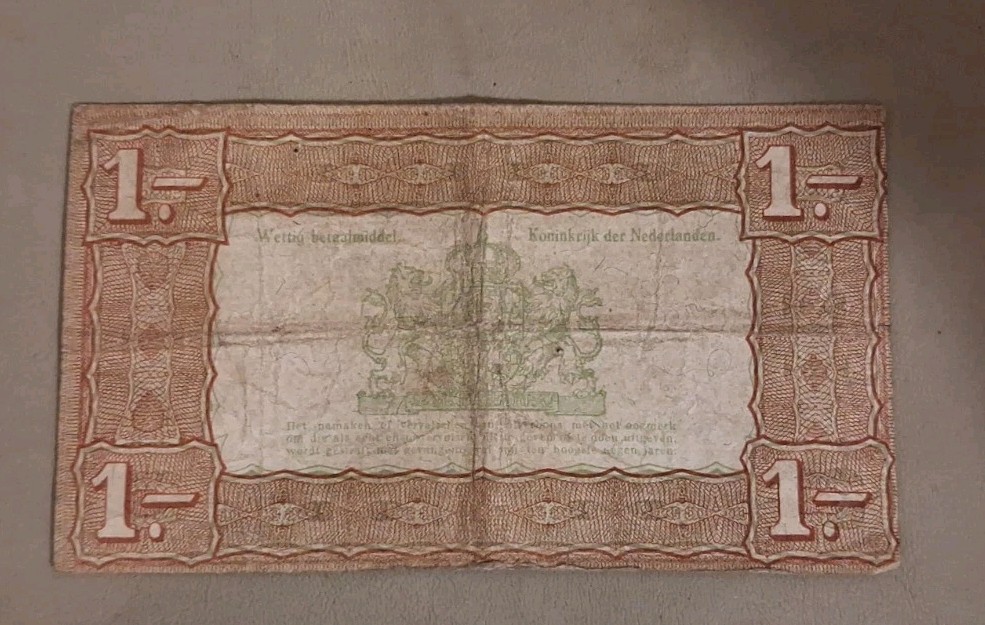 1938 Netherlands 1 Gulden Note